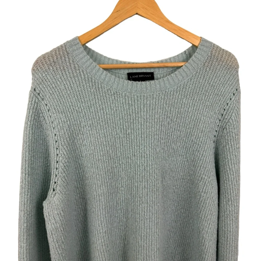 * Lane Bryant Sweater Scallop Size 18/20 Long Sleeve Knit Plus Size Light Blue - Picture 13 of 13